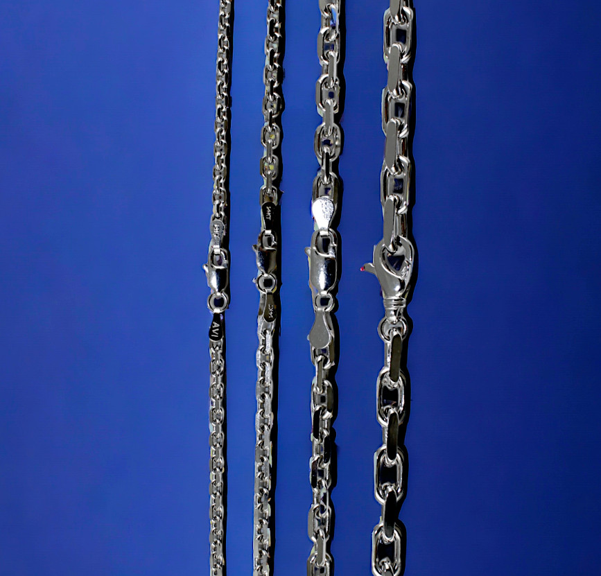 14K White Gold SOLID Rolo Cable Necklace Bracelet Chain Link 2.5mm-5mm 7″-30″