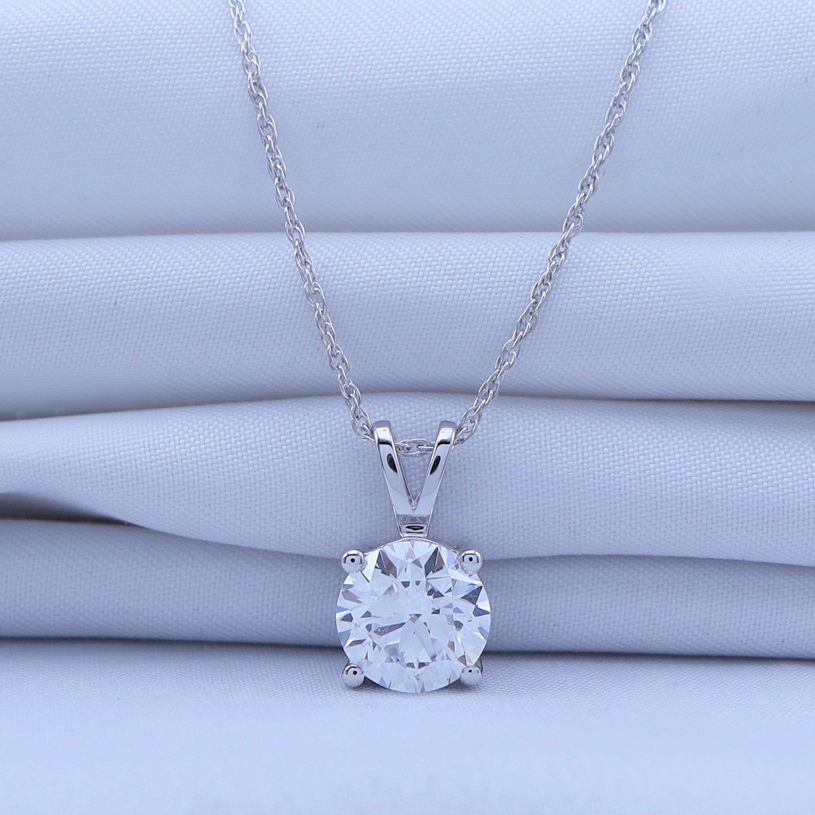 GIA Authenticated Lab Grown Diamond G-H VS-SI 1.50 CT Pendant Necklace 14K Gold