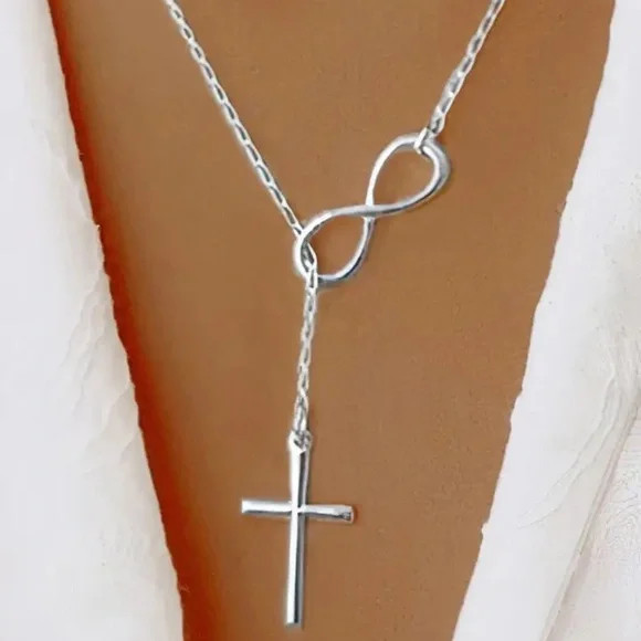 Cross & Number Charm Asymmetrical Necklace
