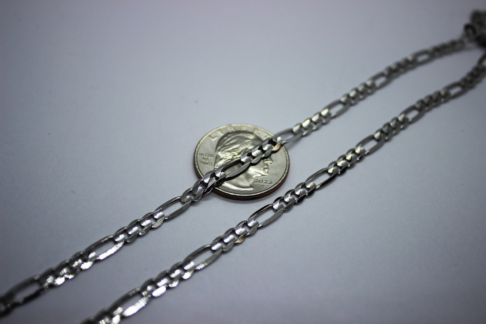 14k Solid White Gold Figaro Chain Necklace Bracelet 2.2mm – 6.2mm 7″ – 30″