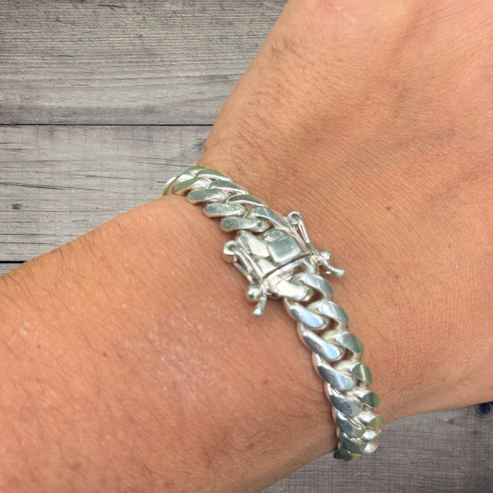 10mm Miami Cuban Link Bracelet – Real Solid 999 Fine Silver HANDMADE IN ITALY