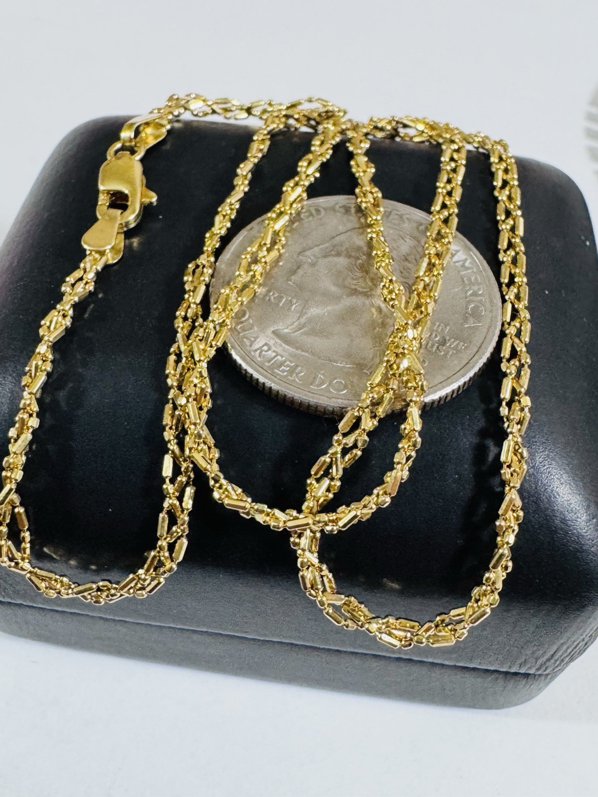 SOLID 18K 750 Gold Beads Chain Necklace 16”/16.5” Long 5.2g 2.5mm Choker WOMENS