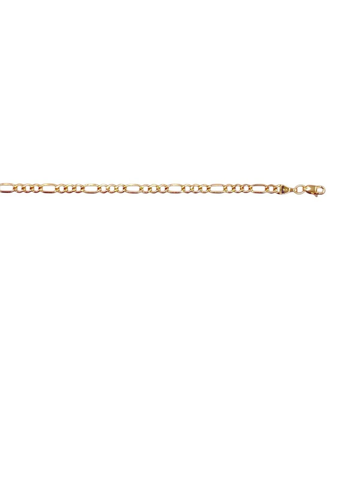 14 Karat Yellow Gold 2.80mm Diamond Cut Classic Figaro Chain – 10 Inches