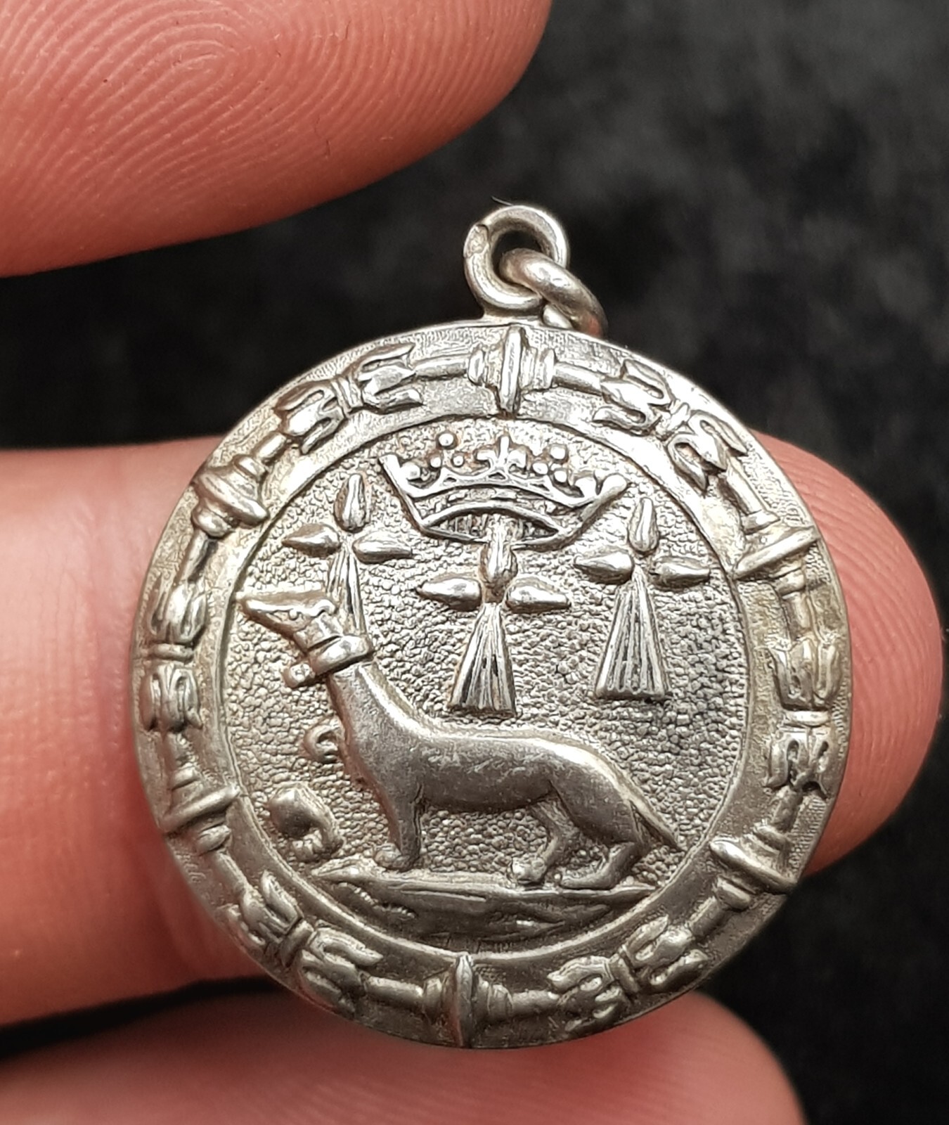 Vintage French Silver Pendant – Kelt – Unknown Image – Potius mori quam foedari