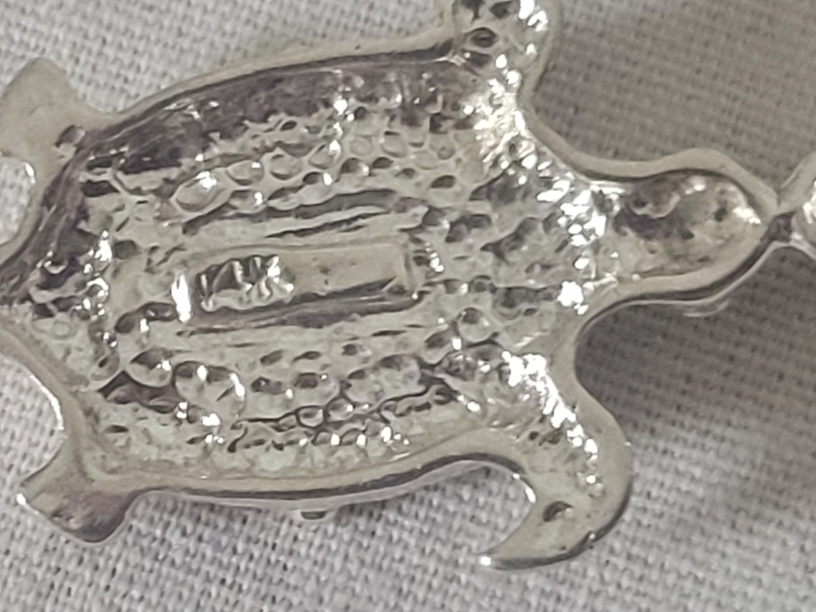 Solid Sterling Silver Turtle Pendant With 14K White Gold Overlay EXCELLENT