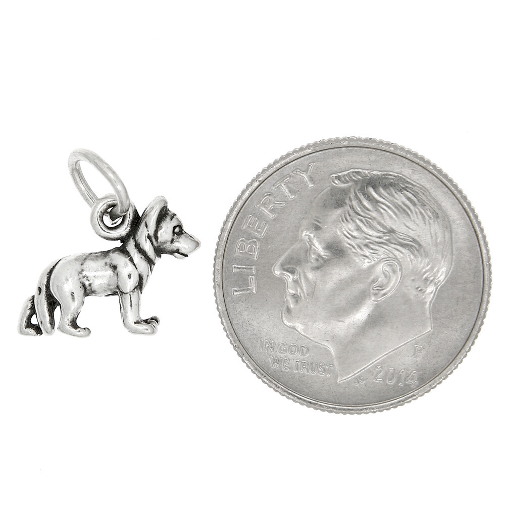 Sterling Silver Tiny German Shepherd Dog Charm or Pendant