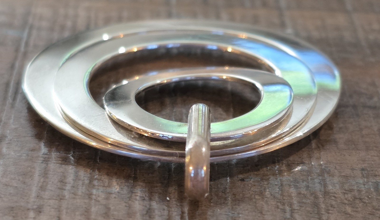 Handmade 925 Sterling Silver Mexico Pendant Circles Asymmetrical Modernist 2in
