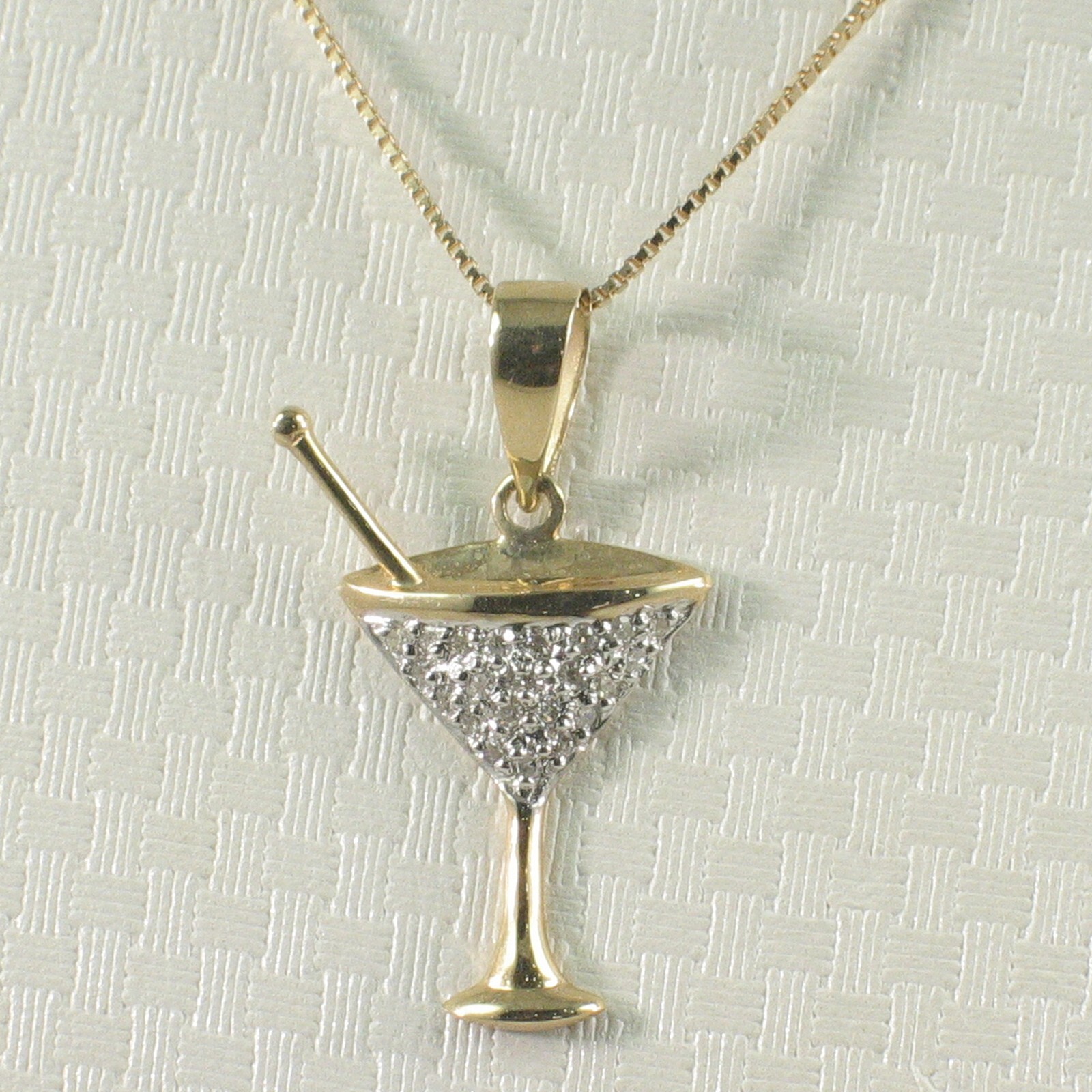 Beautiful Cocktail Cup Design 14kt Solid Yellow Gold Diamond Pendant Necklace