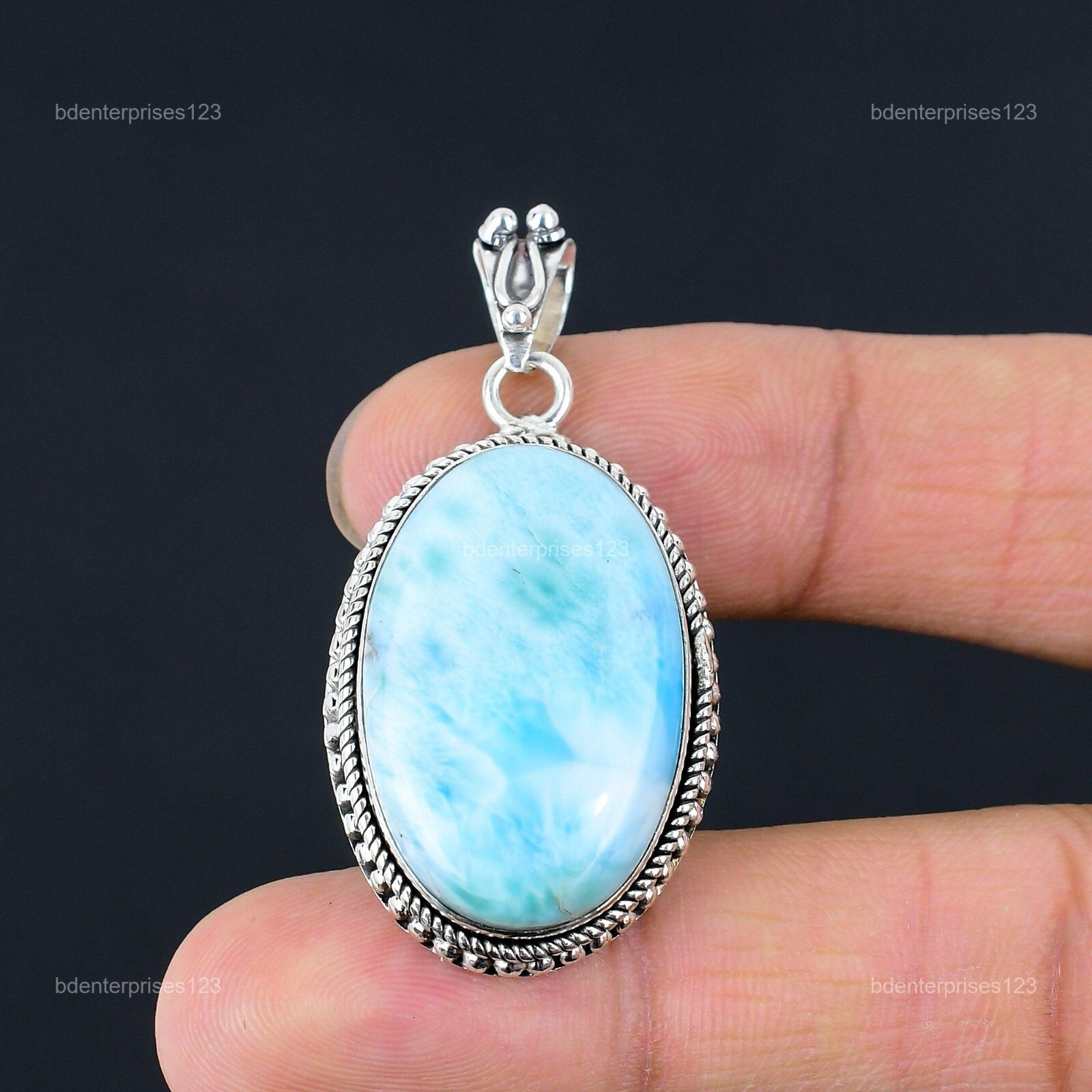 925 Sterling Silver Throat Chakra Larimar Gemstone Birthday Anniversary Pendant