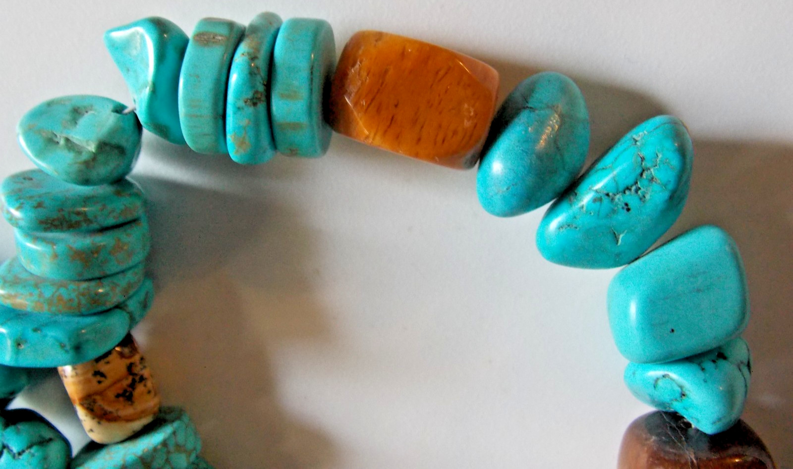 AIL STERLING SILVER TURQUOISE NUGGET NECKLACE 30″ SEMI PRECIOUS STONES