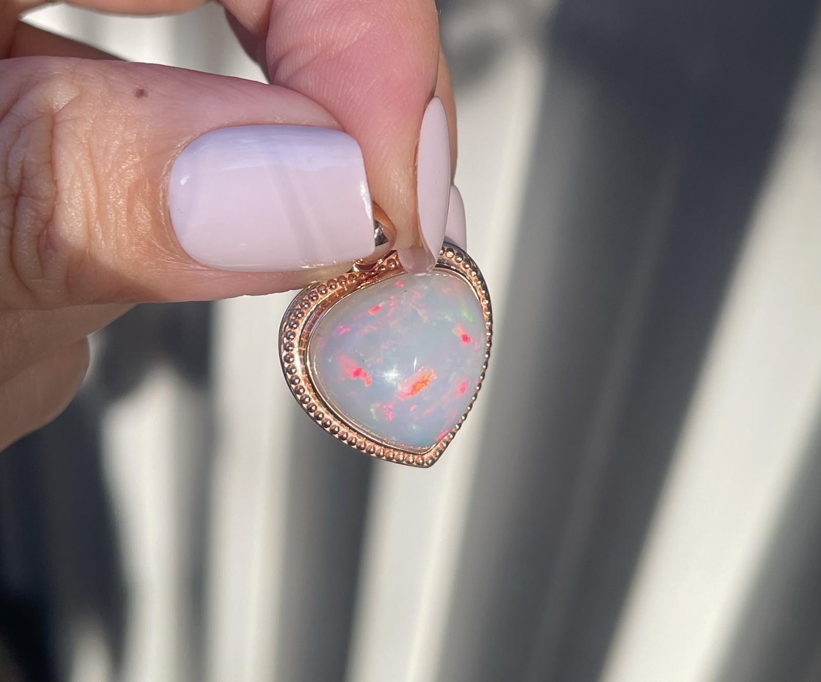 New 7.1ct Natural Solid Opal Love Heart Pendant In 9ct Rose Gold