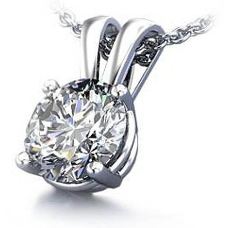 1 Carat Solitaire Round Natural Earth Mined Diamond Necklace Pendant Prong Set