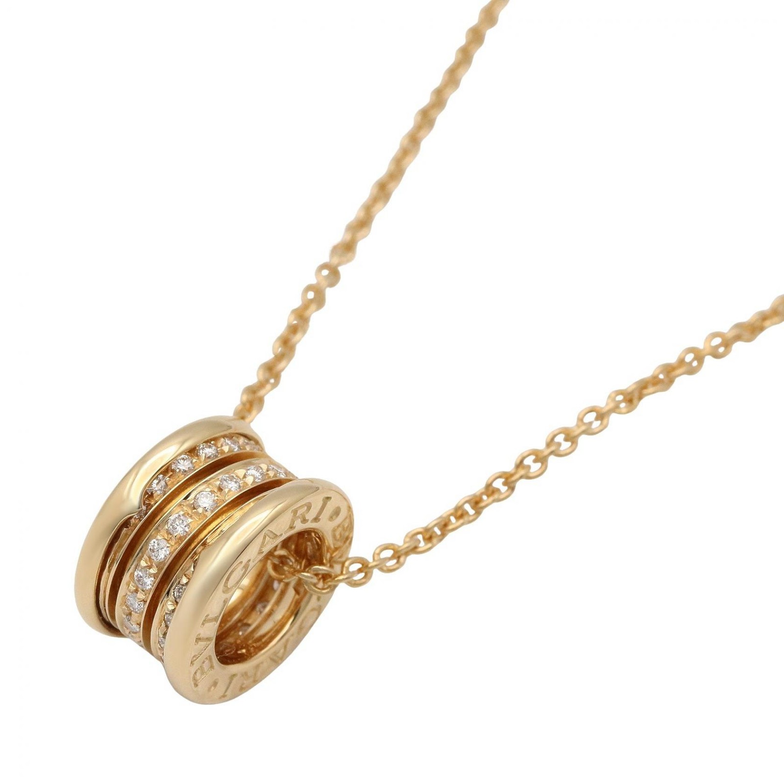 BVLGARI B-zero1 Diamond Necklace Pendant 18KYG Yellow Gold Clear Used Women