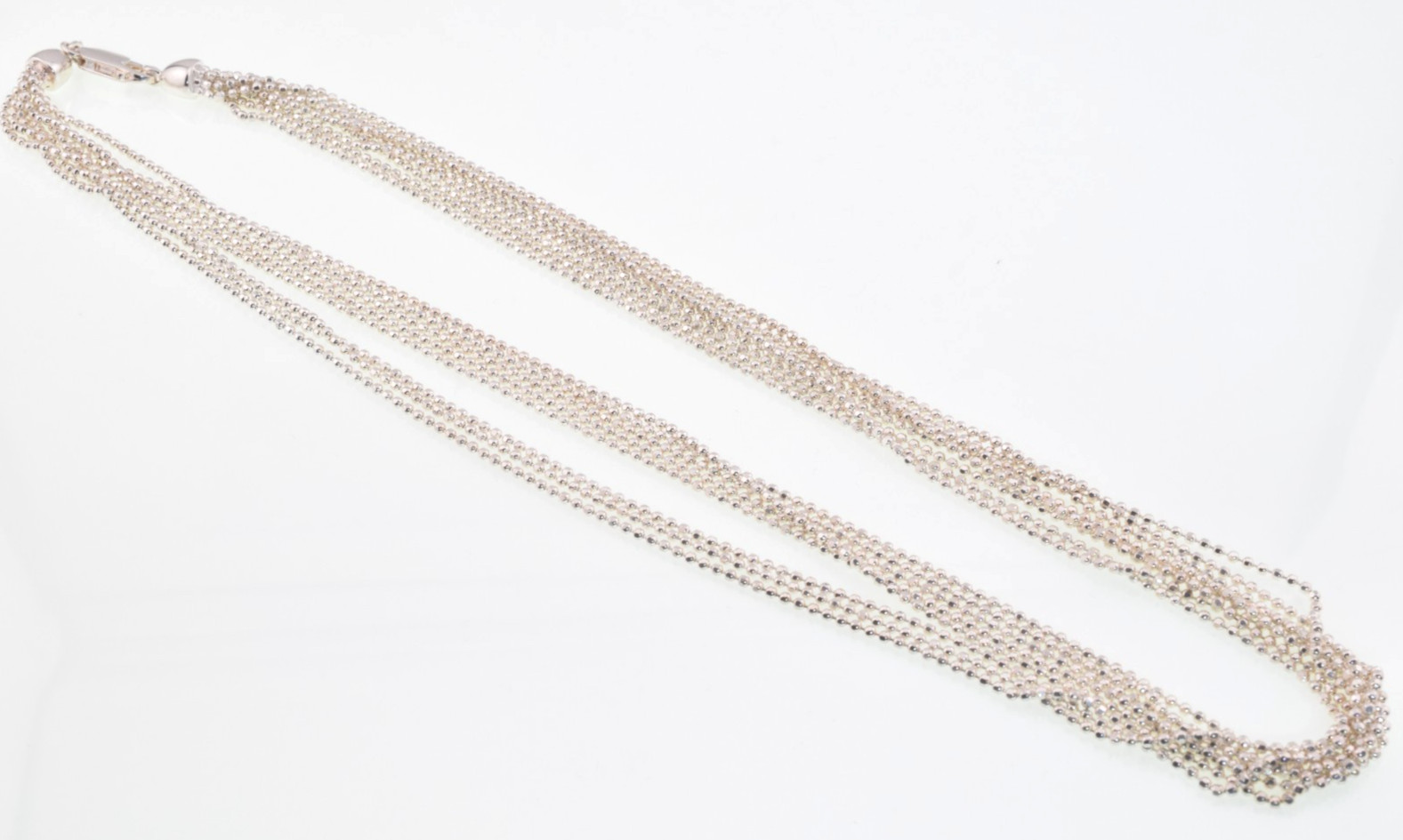 Milor Beaded Chain Necklace in Sterling Silver 18″ – 8 Strands