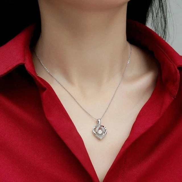 VVS1 Round Cut Moissanite 2Ct Valentine’s Special Pendant 14K White Gold Plated