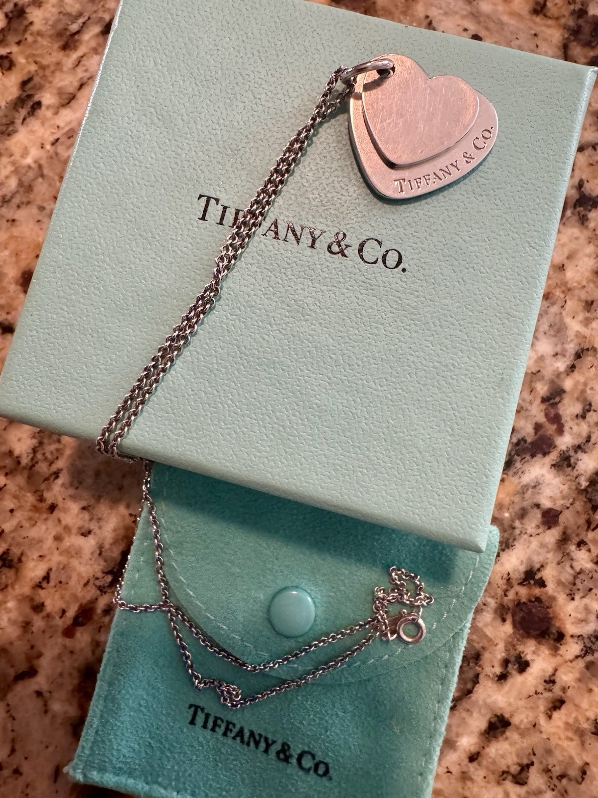 Tiffany Double Heart Charm Necklace Vintage Y2K Silver 925