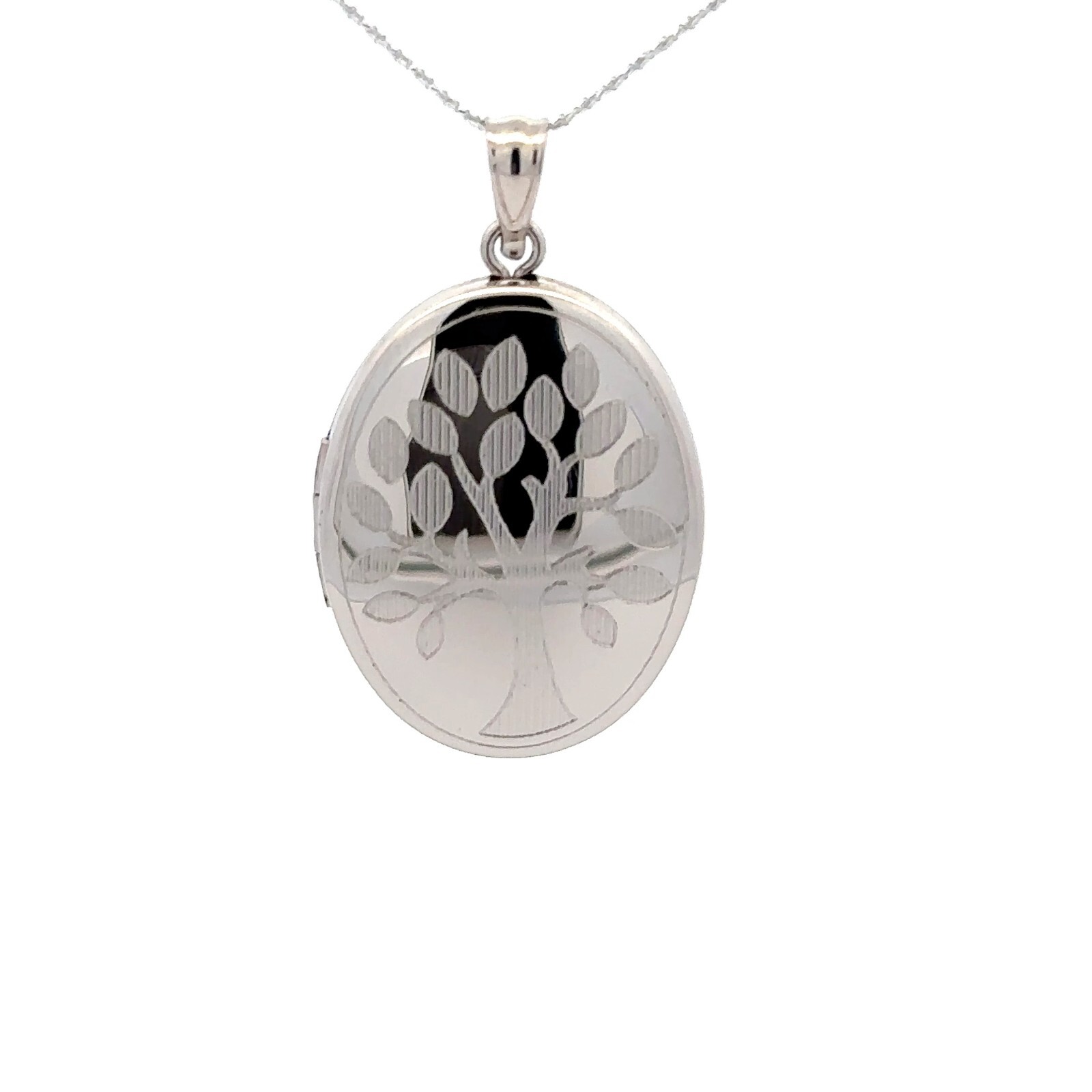 Sterling Silver Oval Locket With Tree (20 x 32 mm)