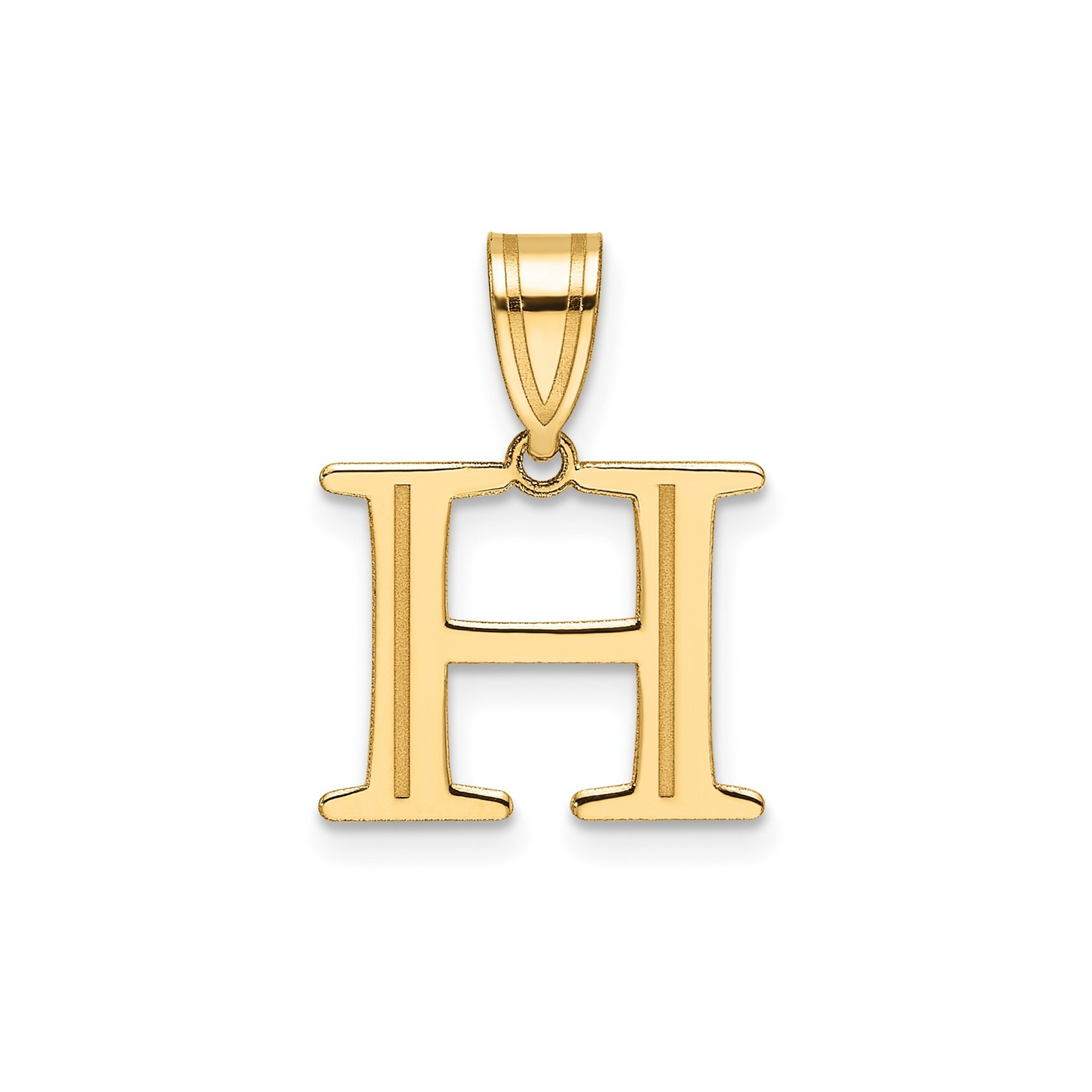 14k Yellow Gold Initial H Pendant Charm Polished Block Letter for Necklace