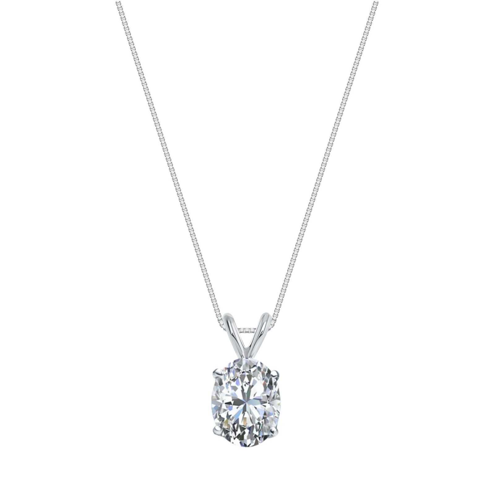 IGI F/ VS 1 Ct Oval Cut Lab Created Grown Diamond Necklace Solid 14K White Gold