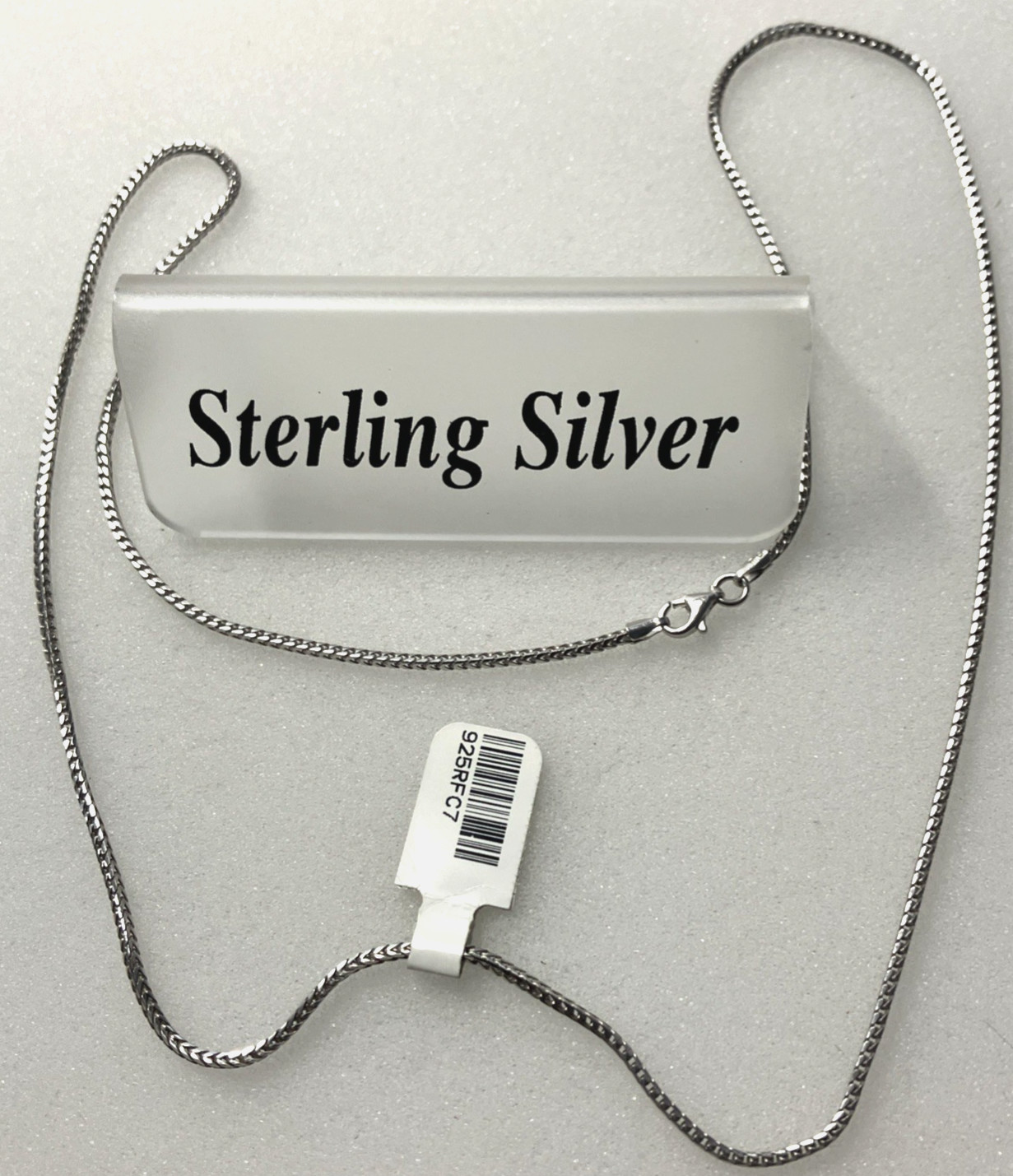 925 Italy Sterling Silver Franco Foxtail Chain 7grams 1.5mm 24inch Necklace NWT