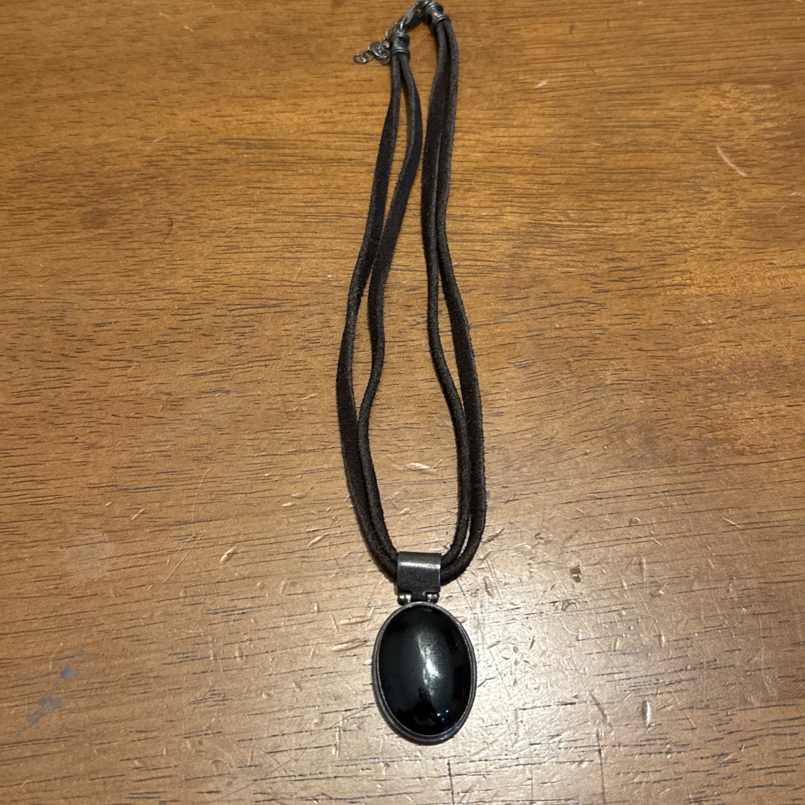 CLAUDIA AGUDELO EXEX Sterling Silver 925 Large Onyx Pendant, 15in Leather cord