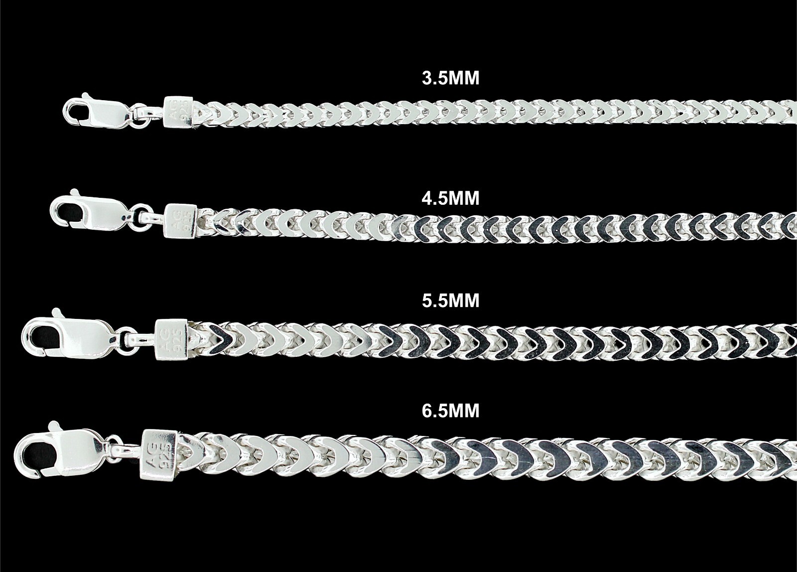 Real 925 SOLID Sterling Silver FRANCO LINK CHAIN Necklace or Bracelet ITALY
