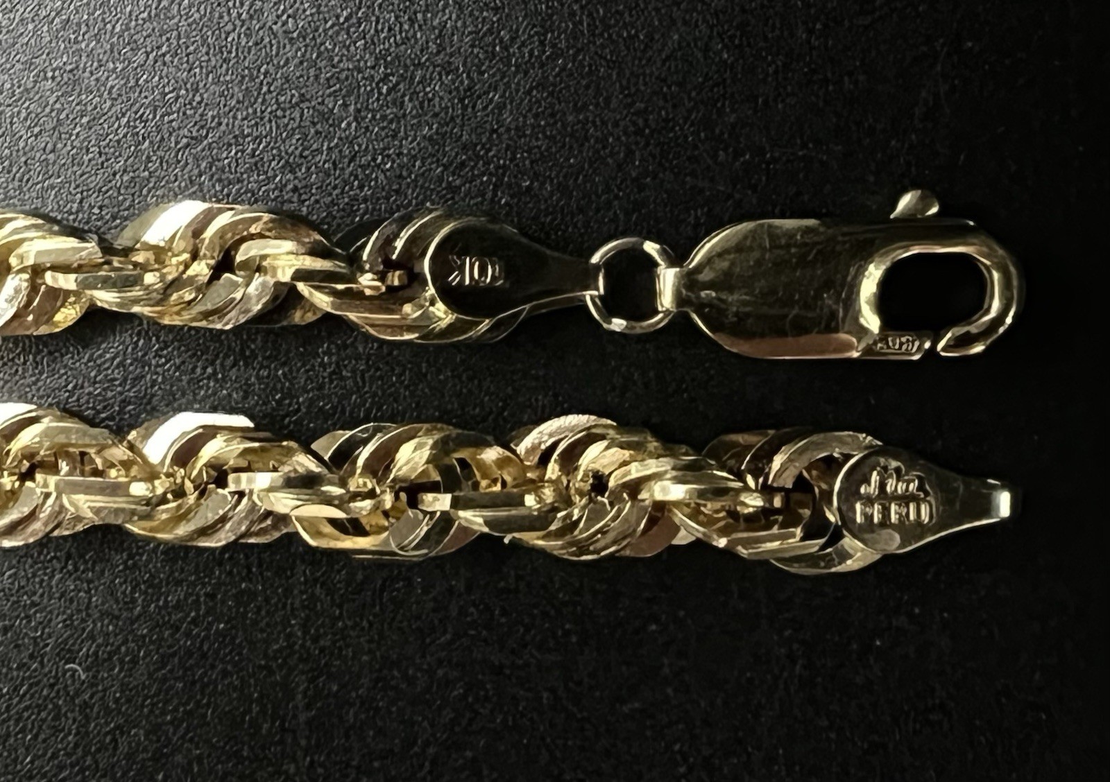 22.75” 10K Solid Yellow Gold Diamond Cut Rope Chain | 36.07g | 5.4MM | Lobster