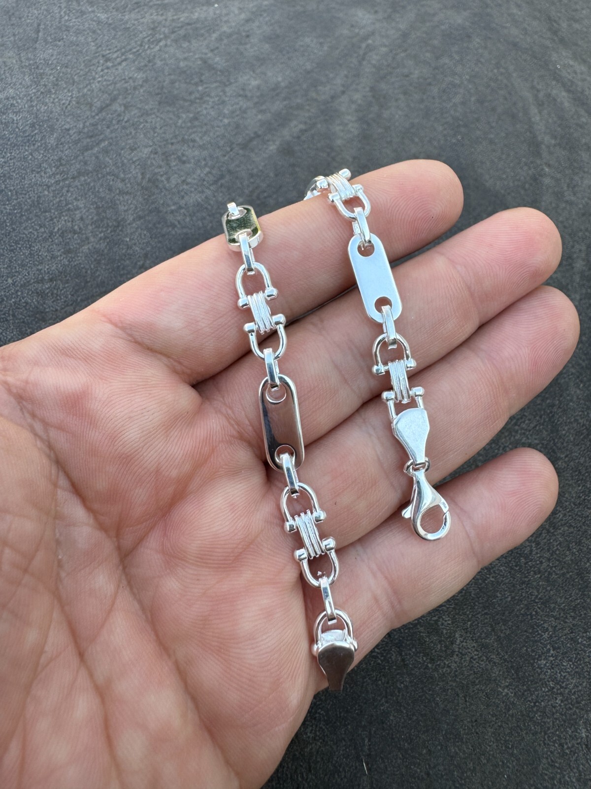 Real 925 Sterling Silver Custom Ferragamo Link Chain Necklace 7.5mm 18-30″ ITALY
