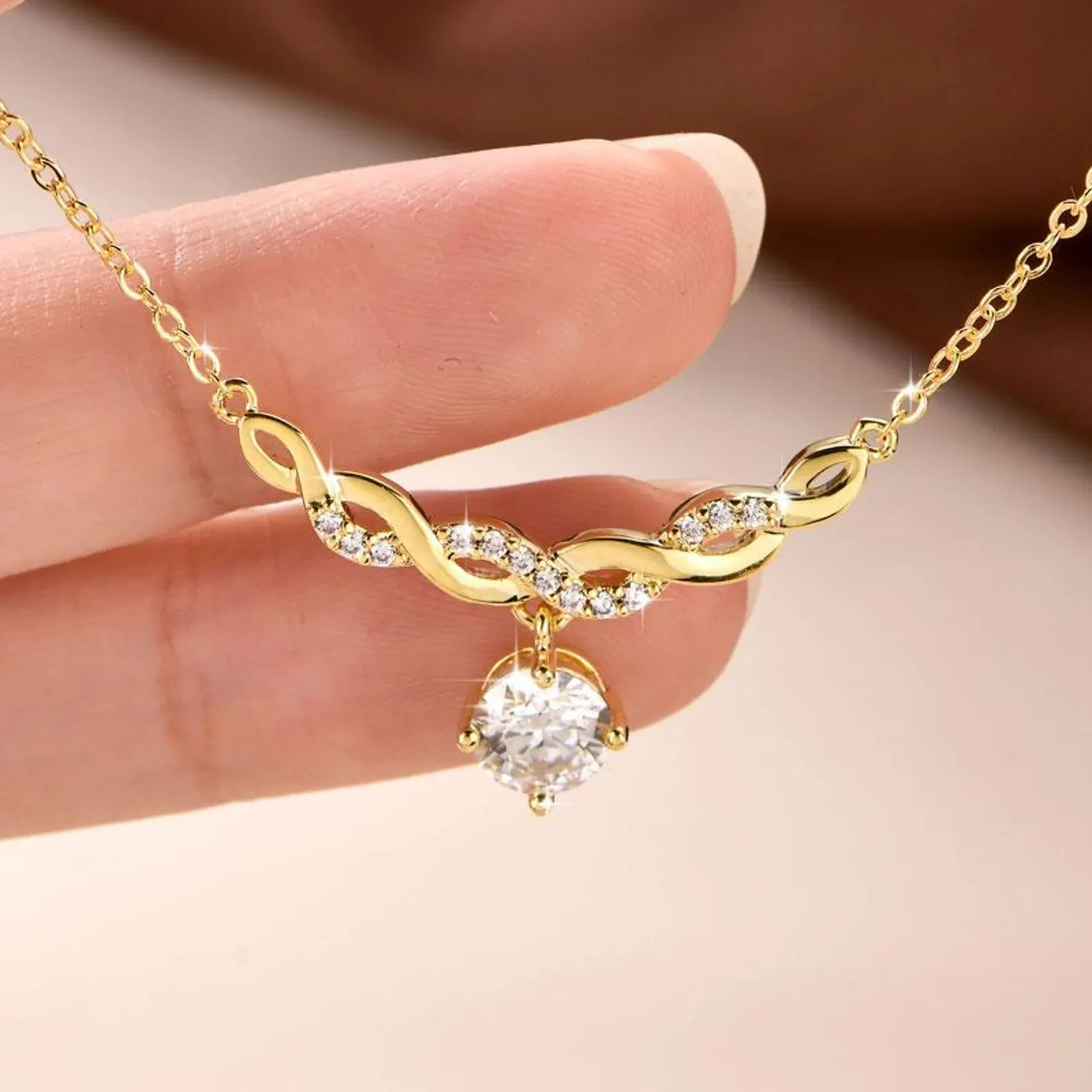 Infinity Necklace with Sparkling 2ct Moissanite – Timeless Jewelry Gift for Her