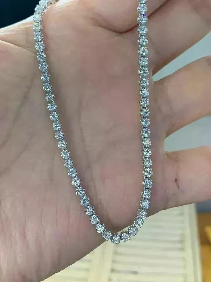 20Ct Round Cut Lab Created Diamond Tennis Necklace 14k White Gold Plated