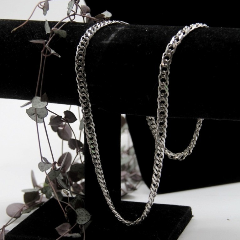 Vtg Sterling Silver Doubled Curb Link Chain Necklace 20″ 21.36g 4mm 925 Signed