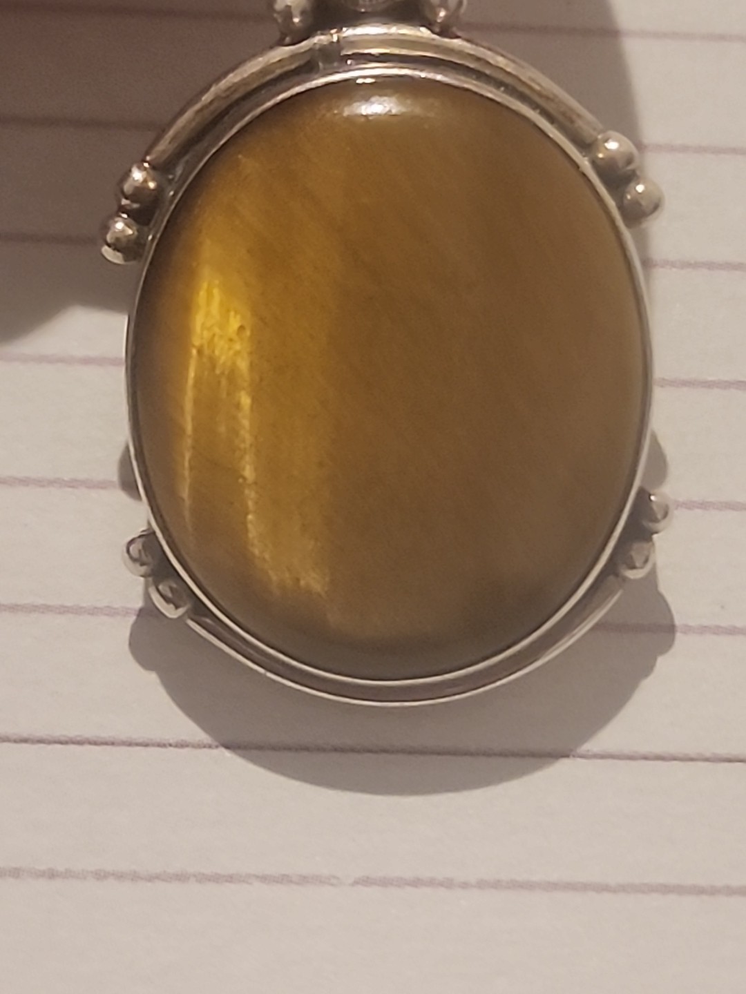 Natural Golden Tiger’s Eye Gemstone Cabochon Pendant in 925 Sterling Silver