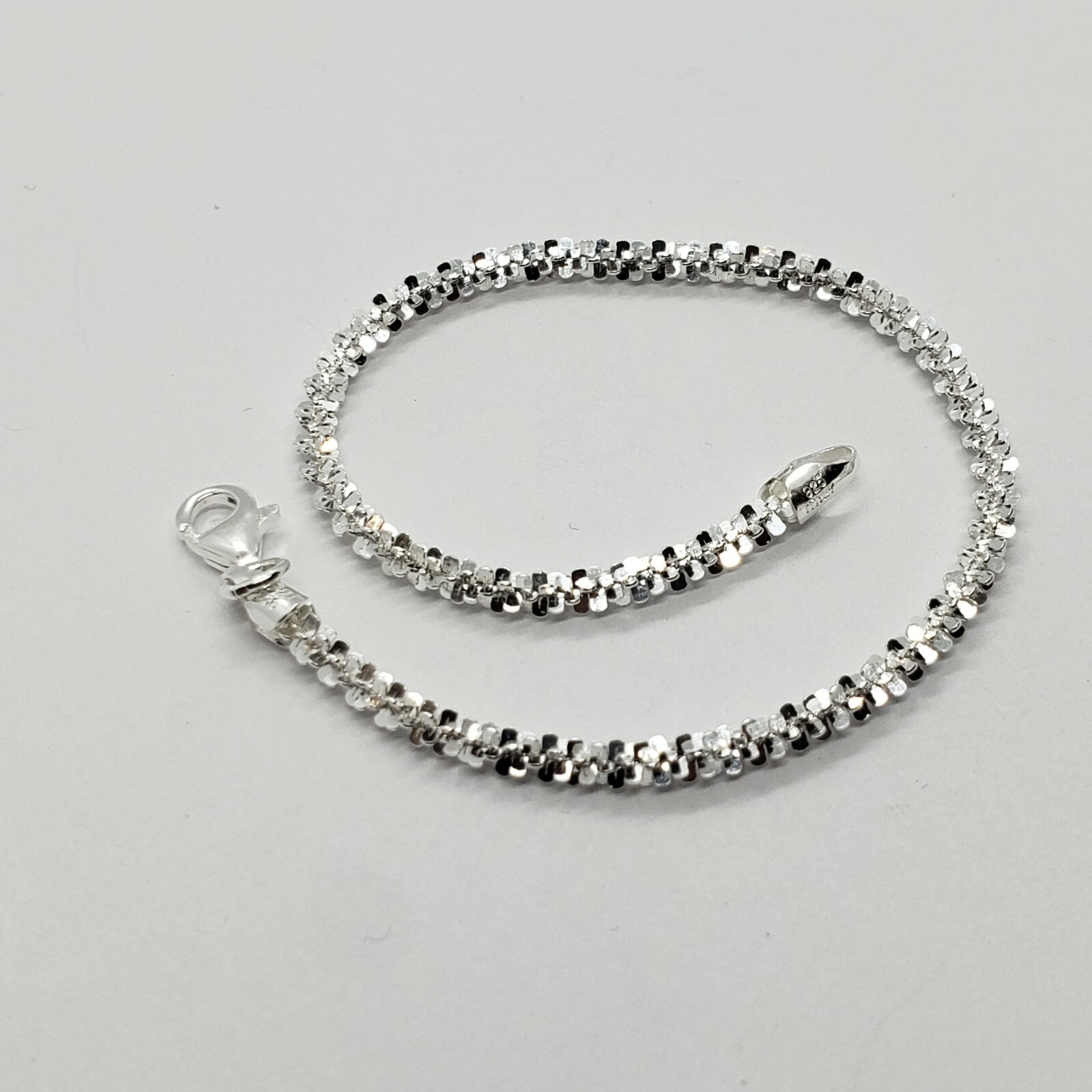 Sterling Silver Sparkle Rock Chain Necklaces & Bracelets 2.5mm Diamond Cut 7-24″