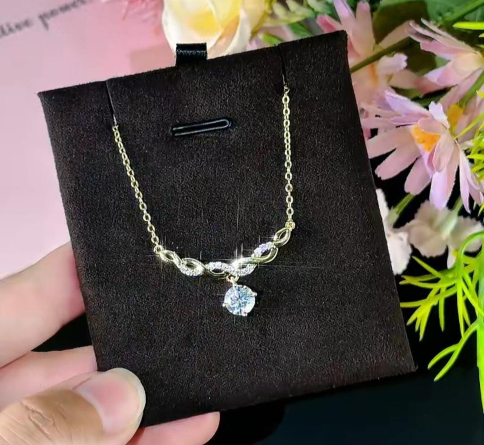 Infinity Necklace with Sparkling 2ct Moissanite – Timeless Jewelry Gift for Her