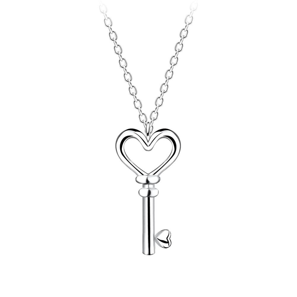 Silver Key Necklace – 18 Inches (45cm) – 925 Sterling Silver