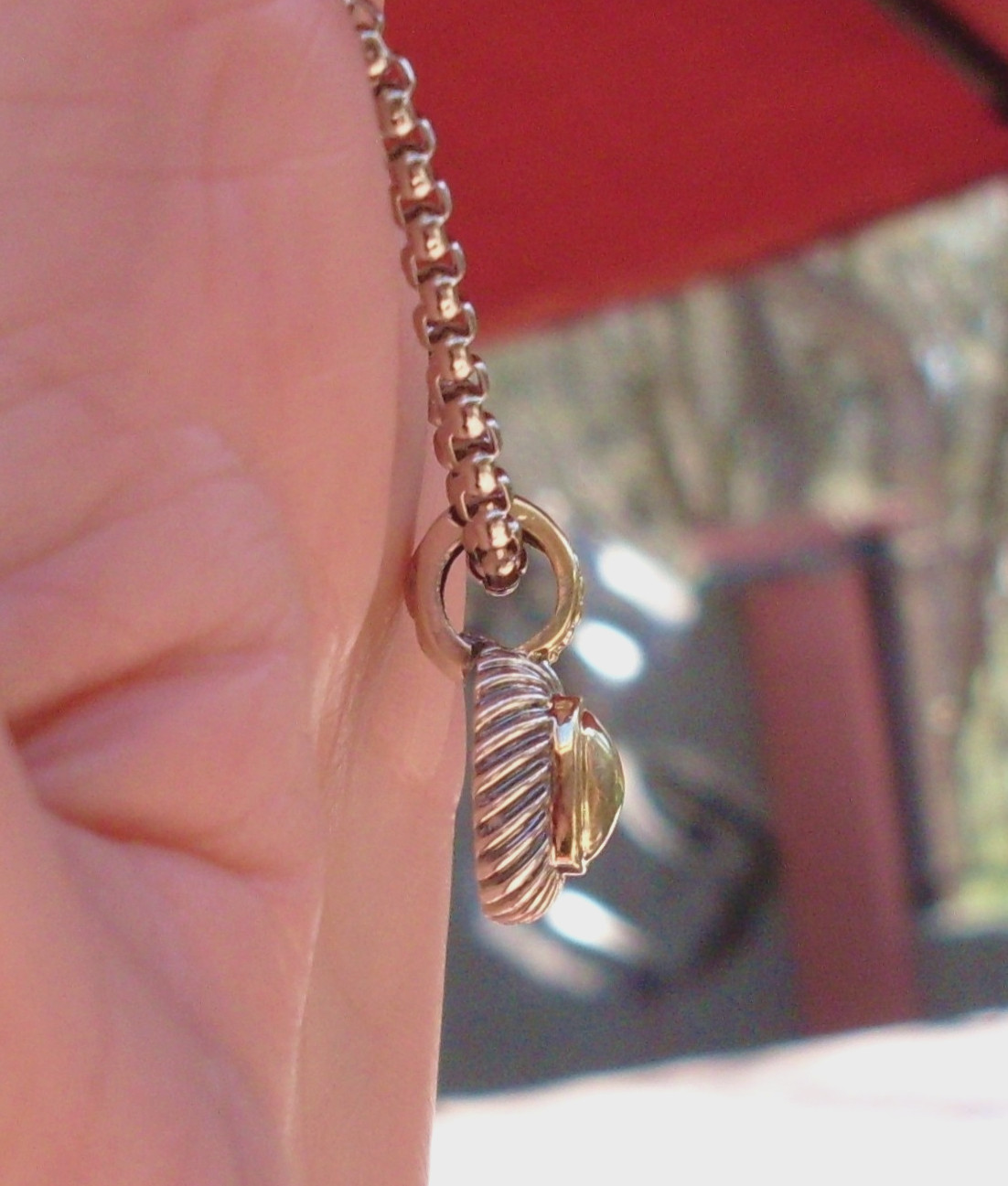 Retired David Yurman Albion Gold Dome Enhancer Pendant w/Chain – 14K/925