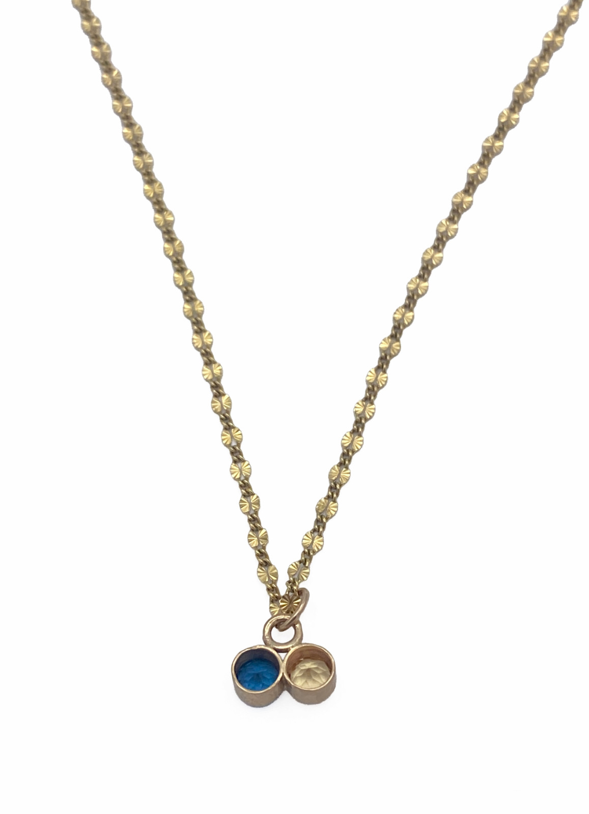 Handmade Citrine & Topaz Pendant, 18″ Pattered Italian Necklace, All 1/20 14K GF