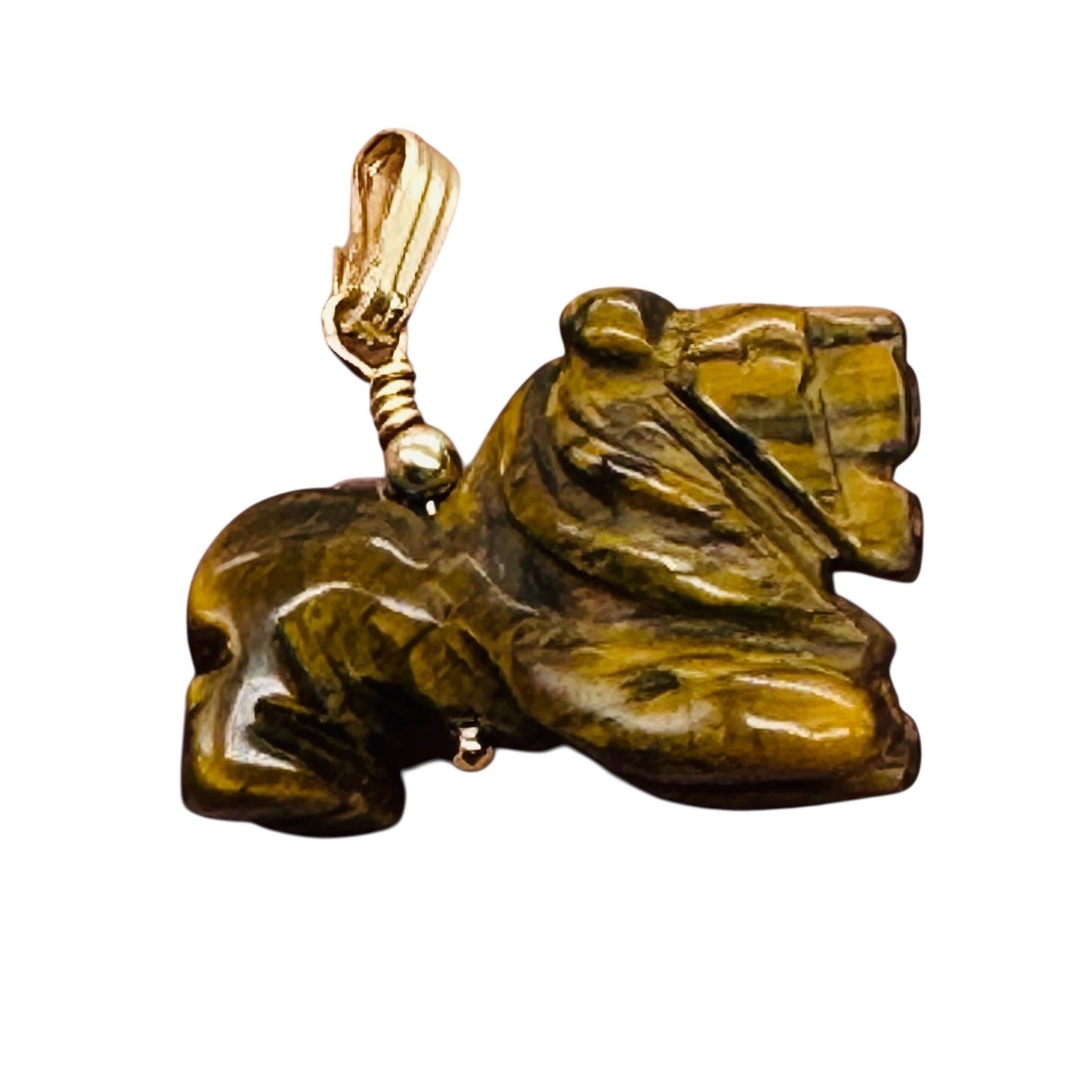 Lion Tiger’s Eye Pendant Necklace | Semi Precious Stone Jewelry | 14k gf Pendant
