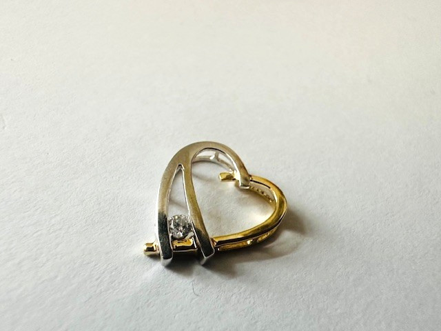 Estate 14K Multi-Tone Gold Diamond “Heart” Pendant