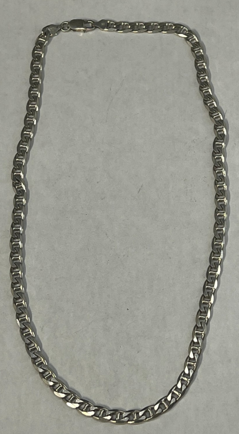 AS Italy Sterling Silver Mariner Anchor Chain Necklace 22″ Length 41.0 grams
