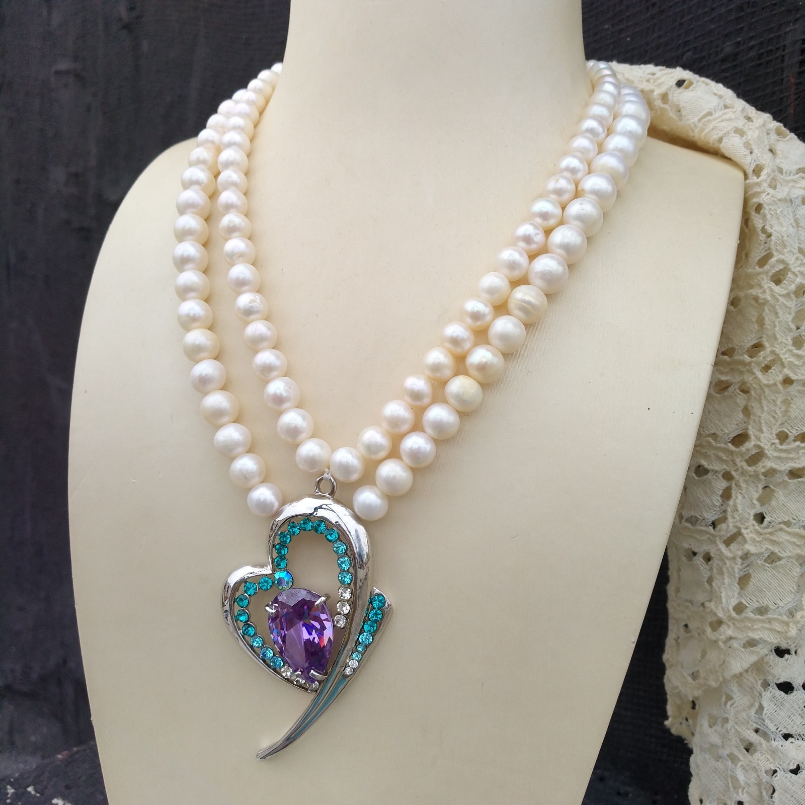 Classic Double Strands AAA 6-7mm South Sea White Pearl Necklace Design Pretty