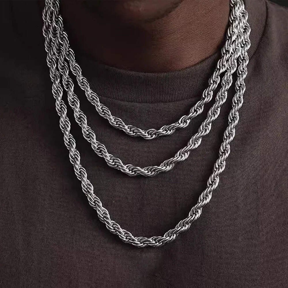 4mm Diamond Cut Solid 925 Sterling Silver Italian Rope Chain Men’s Necklace