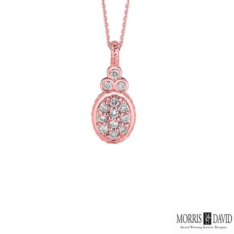 0.17 Carat Natural Diamond Oval Necklace 14K White Gold