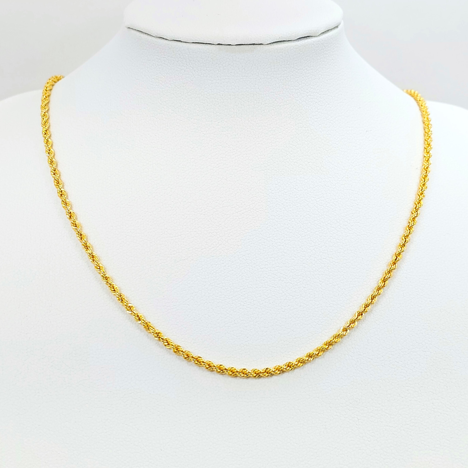 22K Gold Rope Chain Necklace Hollow 16.5 in Choker 2.15mm Genuine Hallmarked 916