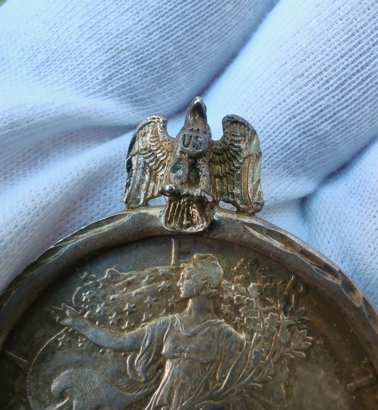 1987 American Silver Eagle 1 oz .999 Coin Pendant w/ Handmade Sterling Bezel