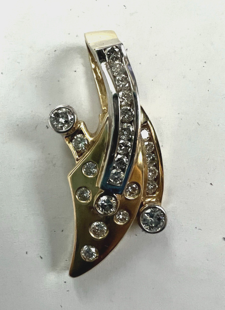 14k Diamonds and Gold SLIDE Pendant W/24 High End Diamonds! 8.52 Grams