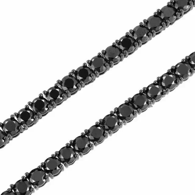 12Ct Round Cut Lab Created Black Diamond Tennis Necklace 14k White Gold Plated