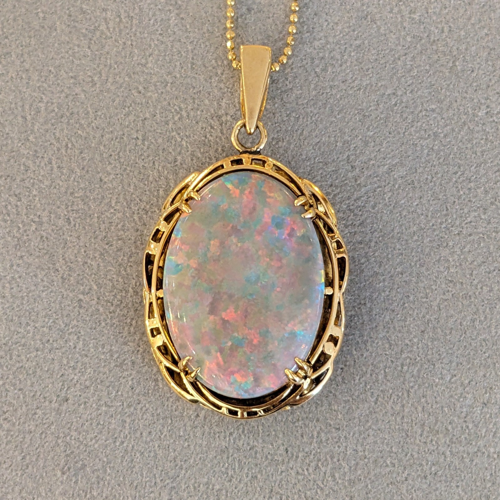Pendant Only – Natural Opal Pendant in 18k Yellow Gold – HM2508SA