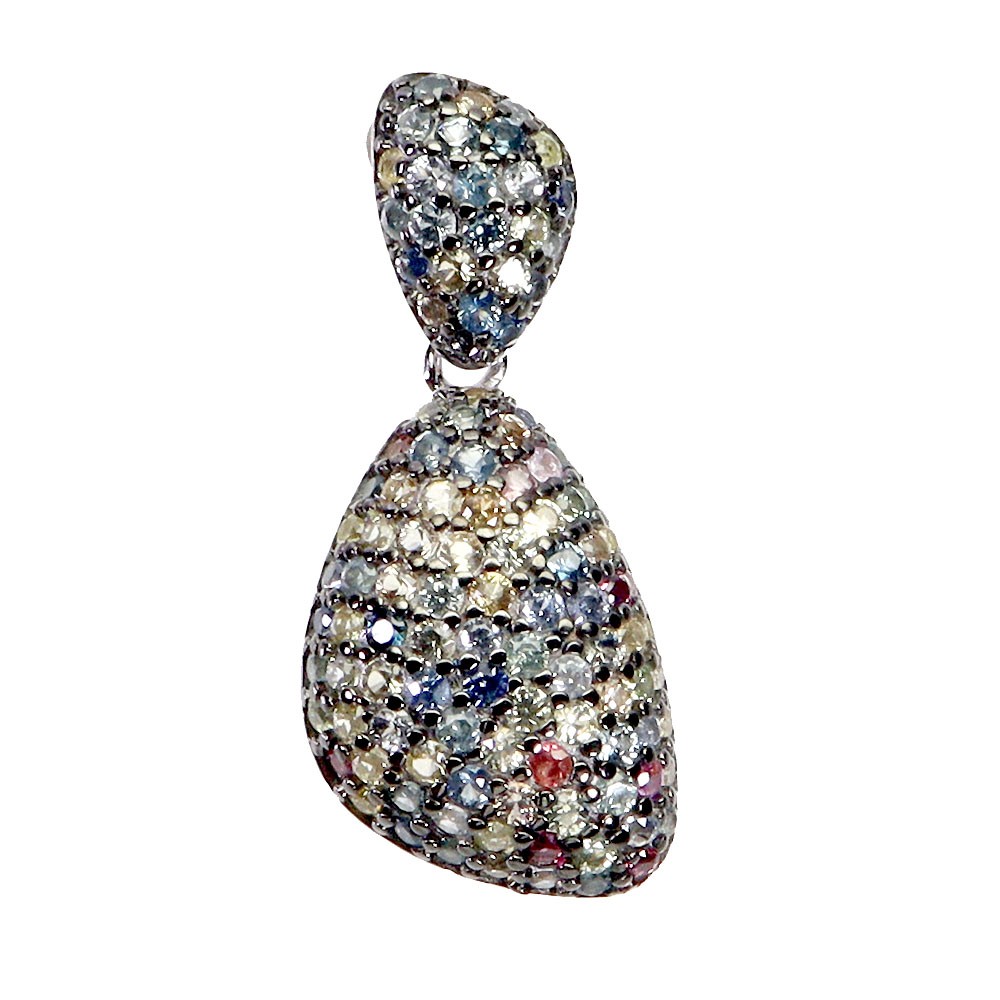 925 Sterling Silver Pendant Sapphire Round Diamond Cut Natural Gemstone Jewelry
