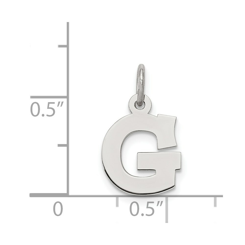 Sterling Silver 925 Small Block Letter G Initial Charm Pendant 0.63 Inch